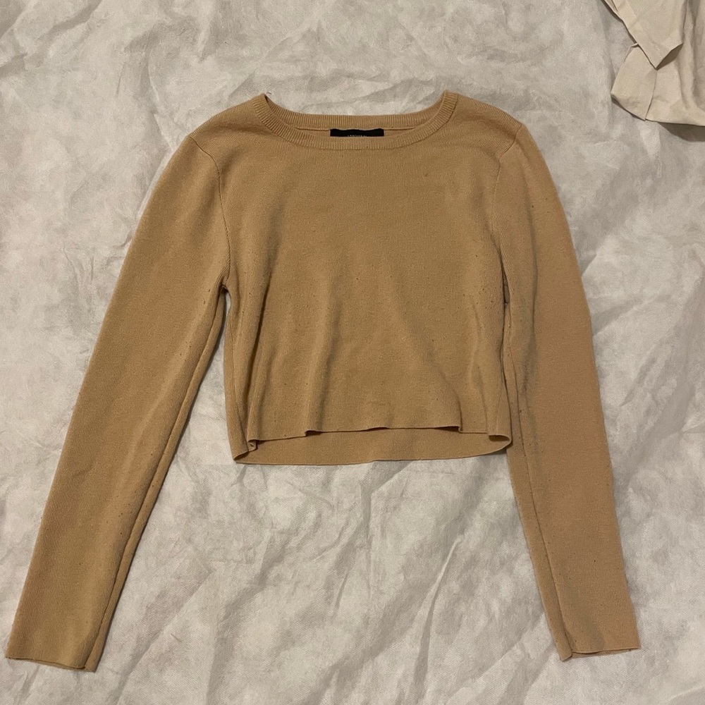 Forever 21 cropped sweater tan